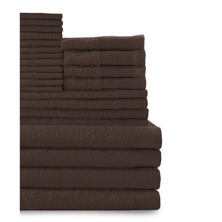 BALTIC LINEN Baltic Linen 0353624320 100 Percent Cotton Complete 24 Piece Towel Set -  Chocolate 3536243200000